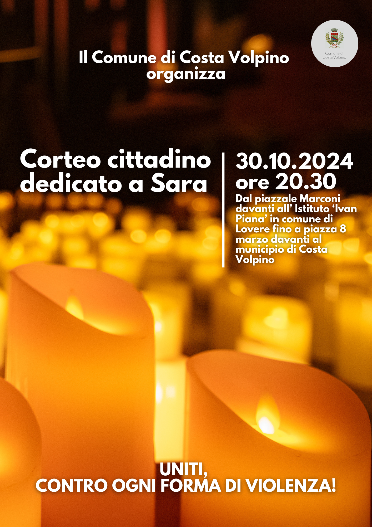 Fiaccolata dedicata a Sara 30.10.2024 ore 20.30 